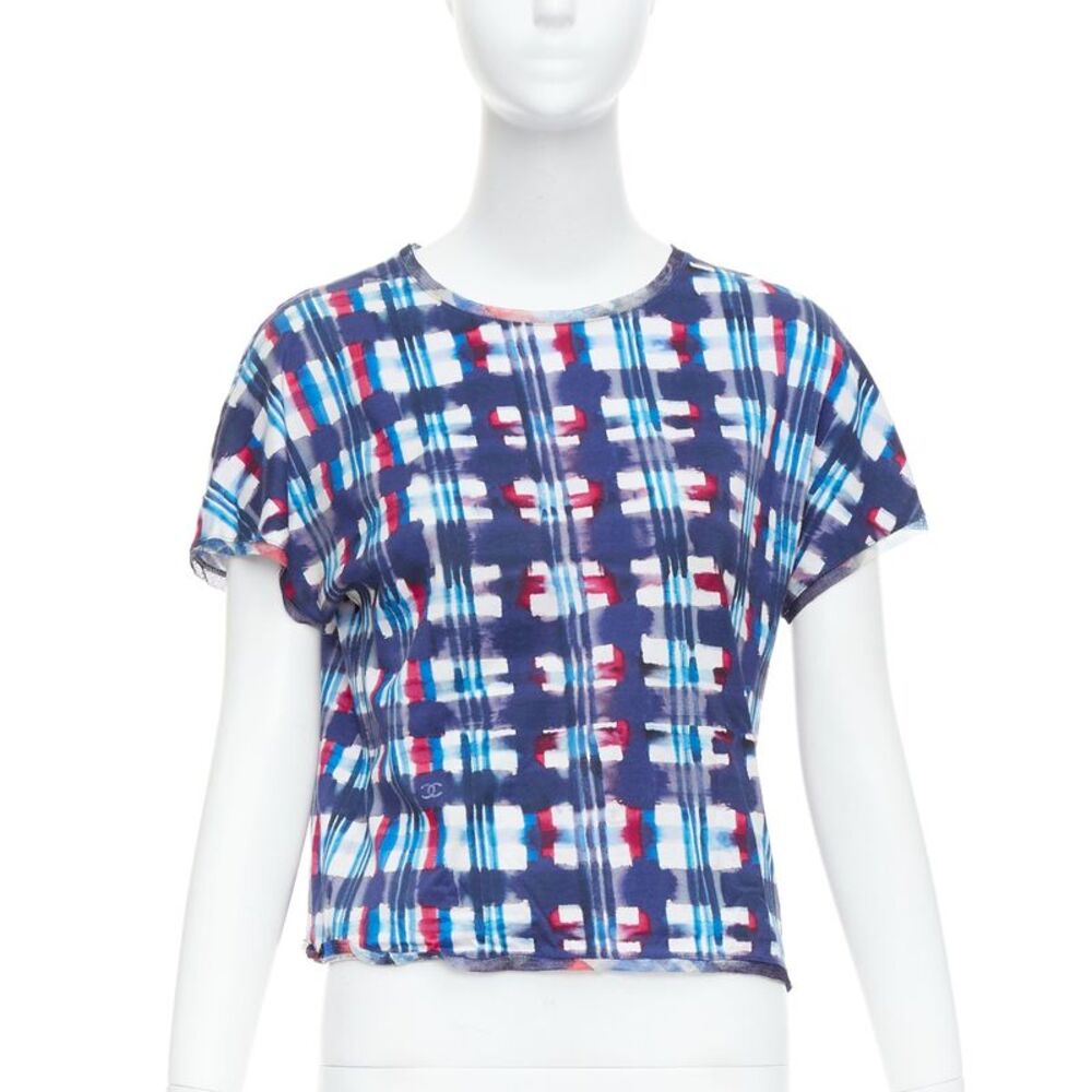 Chanel Logo Print Silk Crop Top
